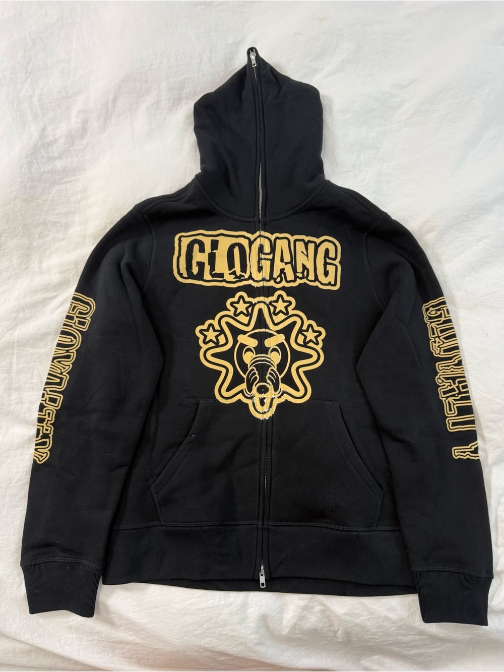 Glo Gang- Puff/Screen print “GLOGANG” graphic - Full Zip Hoodie Black